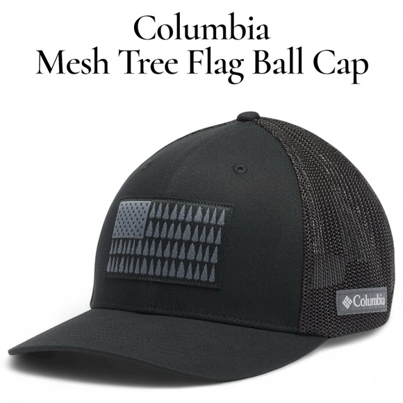 Columbia Other - Columbia Black Mesh Tree Flag Hat baseball cap 250th USA America Minimalist